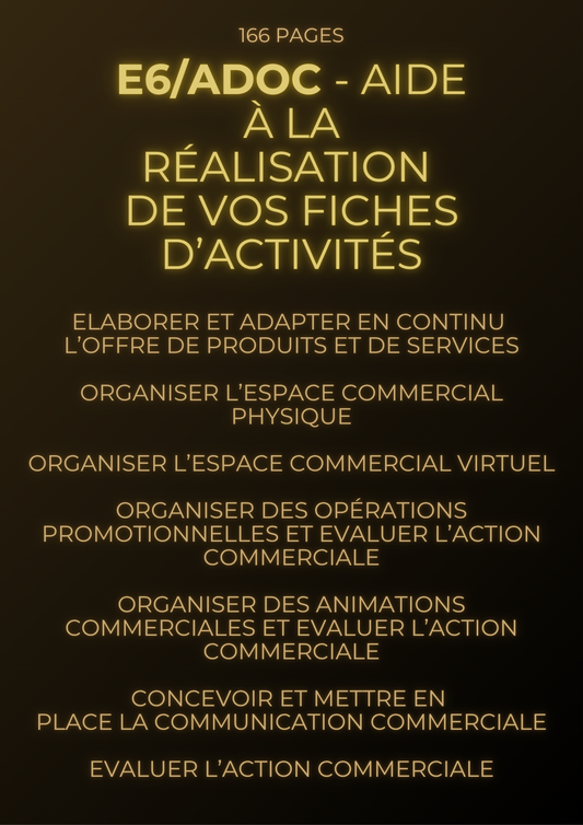 E6 ADOC - Aide à la réalisation de vos fiches d'activités