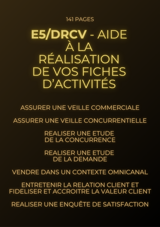 E5 DRCV - Aide à la réalisation de vos fiches d'activités